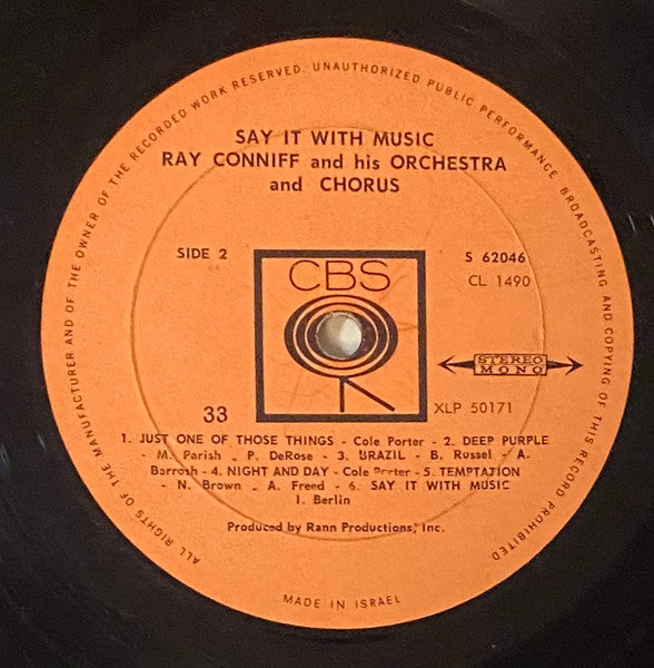 Ray Conniff And His Orchestra & Chorus - Say It With Music (A Touch Of Latin) (LP) - Discogs image 4