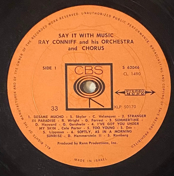 Ray Conniff And His Orchestra & Chorus - Say It With Music (A Touch Of Latin) (LP) - Discogs image 3