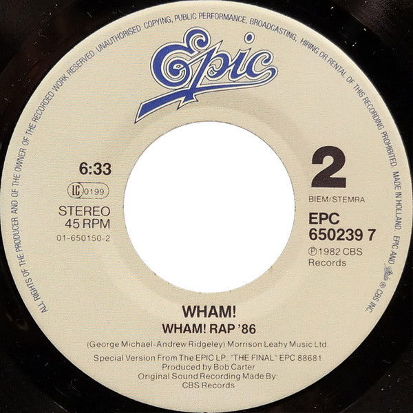 Wham! - Where Did Your Heart Go? (7") - Discogs image 4