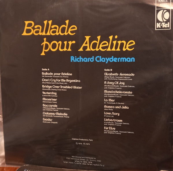 Richard Clayderman - Ballade Pour Adeline (LP) - Discogs image 2