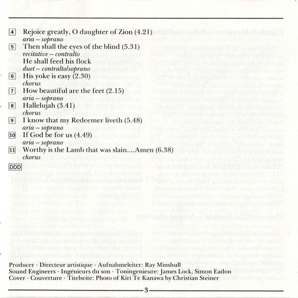 Georg Friedrich Händel, Kiri Te Kanawa, Anne Gjevang, Chicago Symphony Orchestra & Chicago Symphony Chorus, Georg Solti - Messiah Arias & Choruses (CD) - Discogs image 6