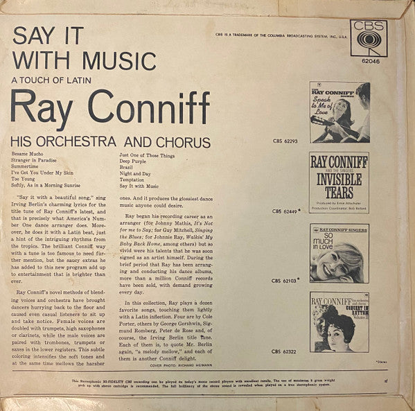Ray Conniff And His Orchestra & Chorus - Say It With Music (A Touch Of Latin) (LP) - Discogs image 2
