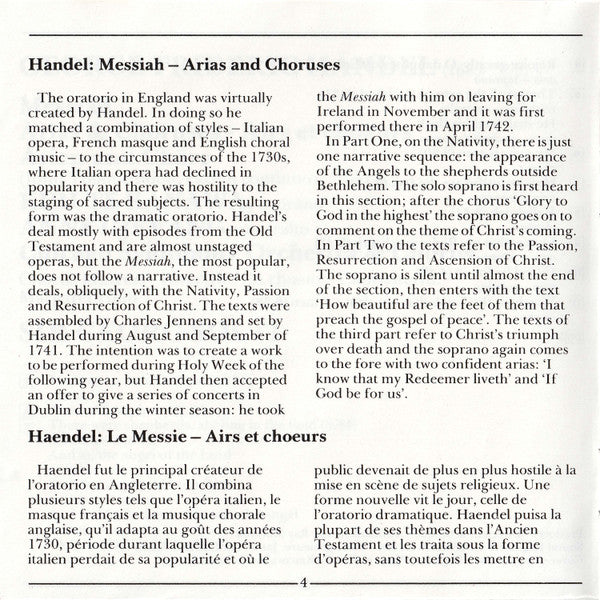 Georg Friedrich Händel, Kiri Te Kanawa, Anne Gjevang, Chicago Symphony Orchestra & Chicago Symphony Chorus, Georg Solti - Messiah Arias & Choruses (CD) - Discogs image 7