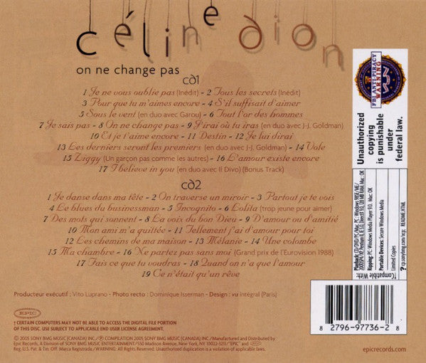 Céline Dion - On Ne Change Pas (2xCD) - Discogs image 2