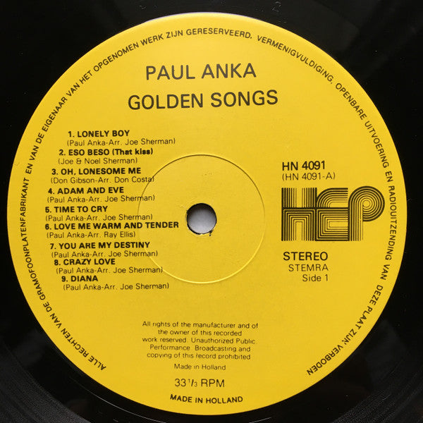 Paul Anka - Golden Songs (LP) - Discogs image 3