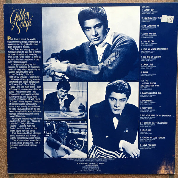 Paul Anka - Golden Songs (LP) - Discogs image 2