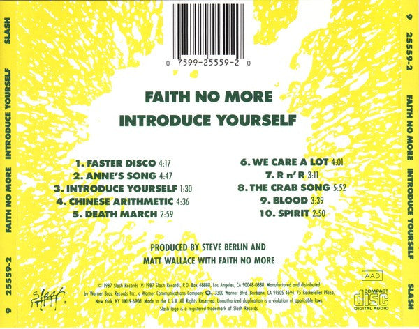 Faith No More - Introduce Yourself (CD) - Discogs image 2