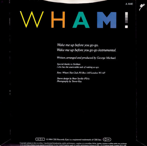 Wham! - Wake Me Up Before You Go-Go (7") - Discogs image 2