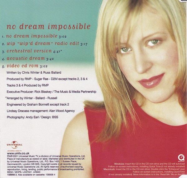 Lindsay Dracass - No Dream Impossible (CD) - Discogs image 2