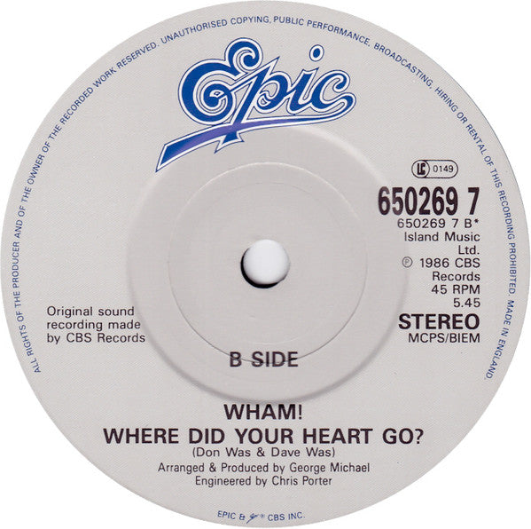 Wham! - Last Christmas (7") - Discogs image 4