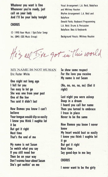 Whitney Houston - I'm Your Baby Tonight (Cassette) - Discogs image 7