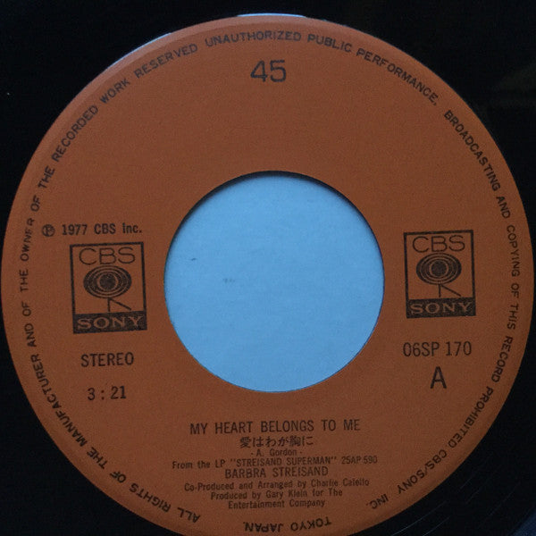Barbra Streisand = Barbra Streisand - My Heart Belongs To Me = 愛はわが胸に (7") - Discogs image 3