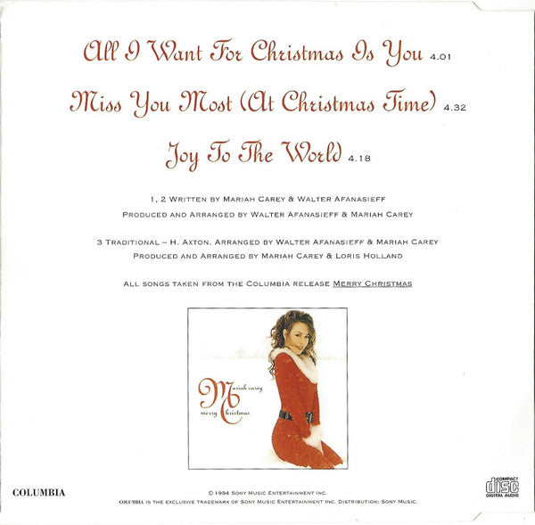 Mariah Carey - All I Want For Christmas Is You (CD) - Discogs image 2
