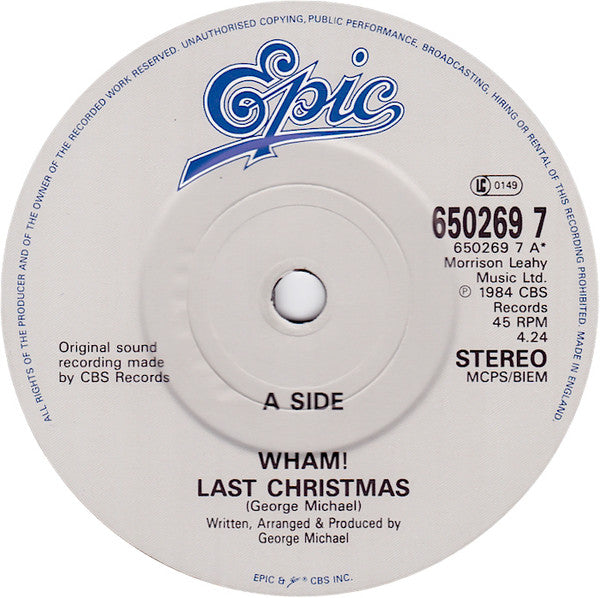 Wham! - Last Christmas (7") - Discogs image 3