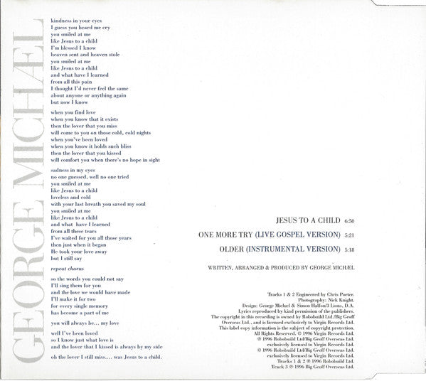 George Michael - Jesus To A Child (CD) - Discogs image 3