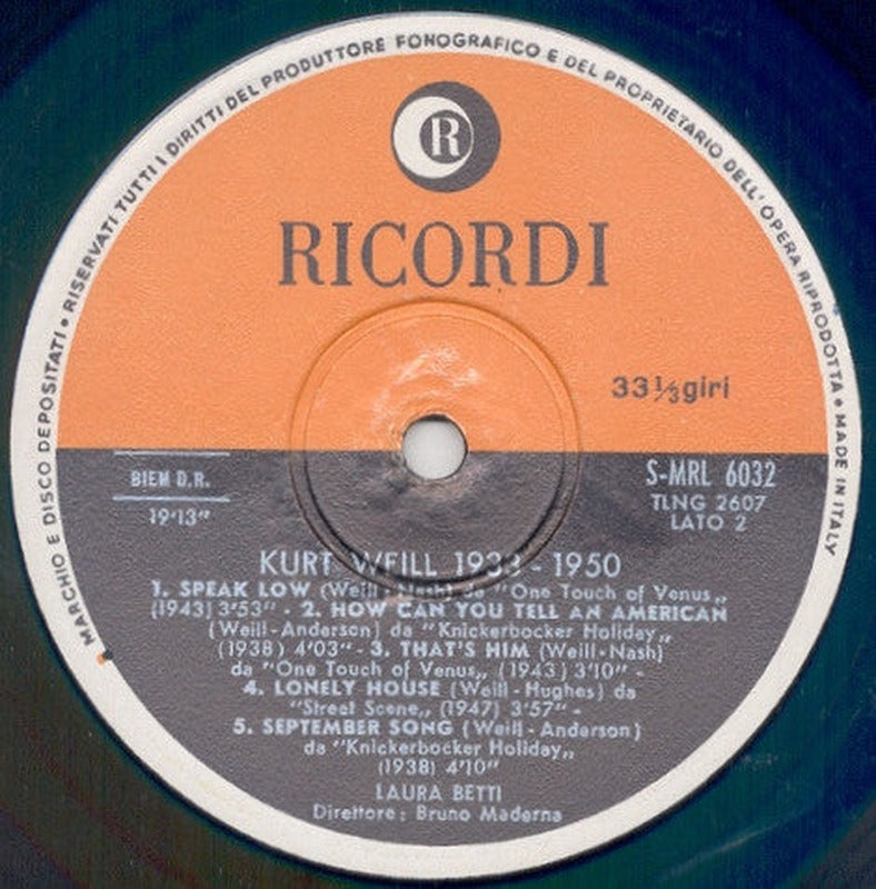 Laura Betti - Kurt Weill 1933-1950 (LP) - Discogs image 4