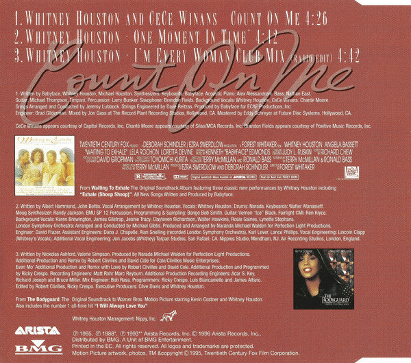 Whitney Houston And CeCe Winans - Count On Me (CD) - Discogs image 4