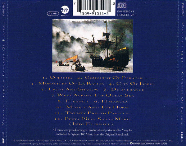 Vangelis - 1492 – Conquest Of Paradise (Music From The Original Soundtrack) (CD) - Discogs image 2