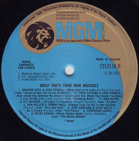 Various - Great Duets From MGM Musicals (LP) - Discogs image 4