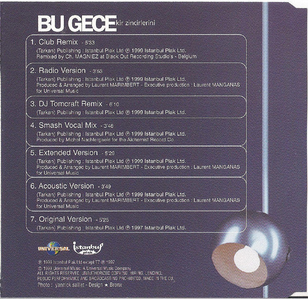 Tarkan - Bu Gece (Kir Zincirlerini) (CD) - Discogs image 5