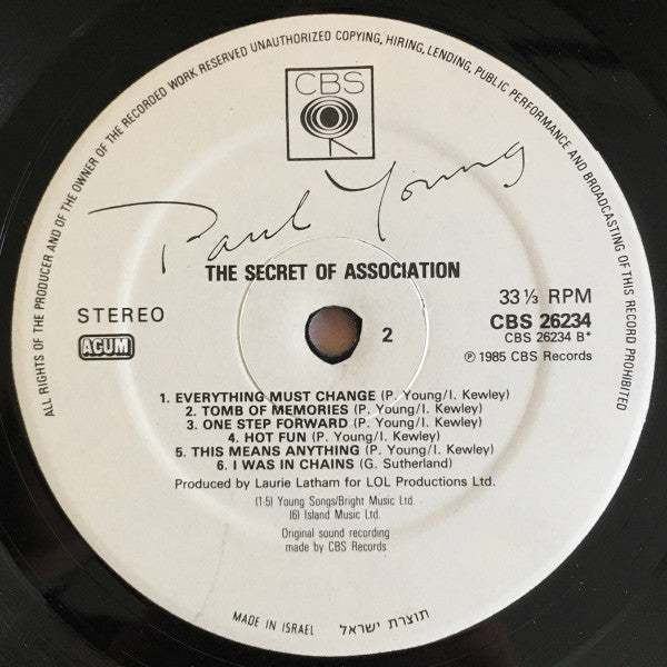 Paul Young - The Secret Of Association (LP) - Discogs image 4