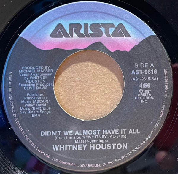 Whitney Houston - Didn't We Almost Have It All (7") - Discogs image 3