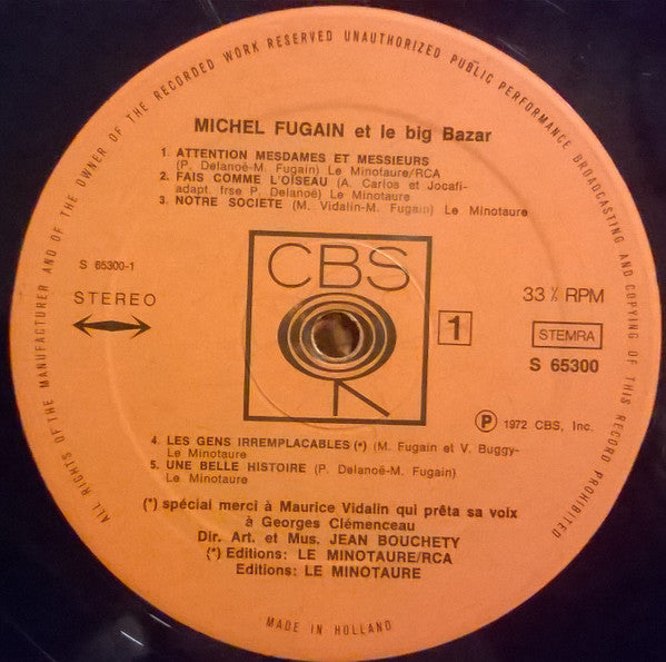Michel Fugain - Fugain & Le Big Bazar (LP) - Discogs image 5