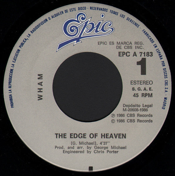 Wham! - The Edge Of Heaven (7") - Discogs image 3