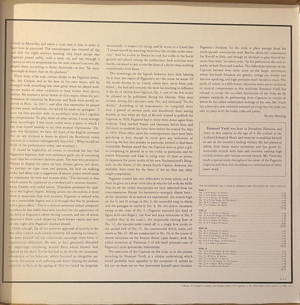 Niccolò Paganini, Emanuel Vardi - The 24 Caprices (2xLP) - Discogs image 7