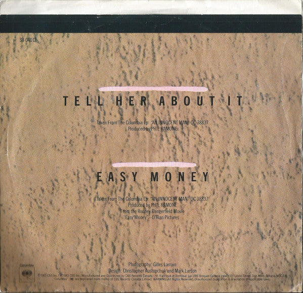 Billy Joel - Tell Her About It (7") - Discogs image 2