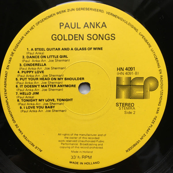 Paul Anka - Golden Songs (LP) - Discogs image 4