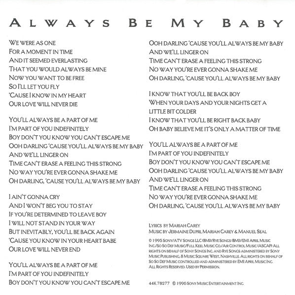Mariah Carey - Always Be My Baby (CD) - Discogs image 6