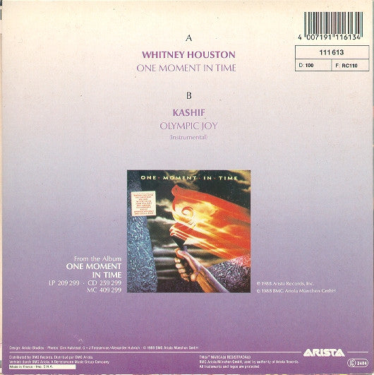 Whitney Houston - One Moment In Time (7") - Discogs image 2