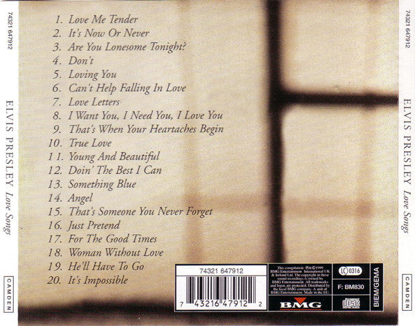 Elvis Presley - Love Songs (CD) - Discogs image 2