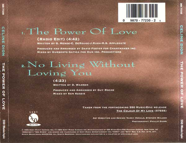 Céline Dion - The Power Of Love (CD) - Discogs image 2