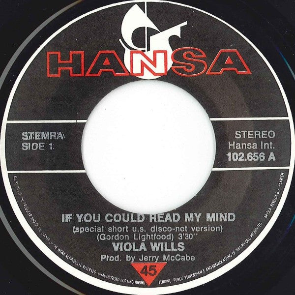 Viola Wills - If You Could Read My Mind (Special U.S. Disco-Mix) (7") - Discogs image 3