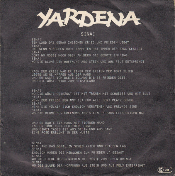Yardena Arazi - Sinai (7") - Discogs image 2