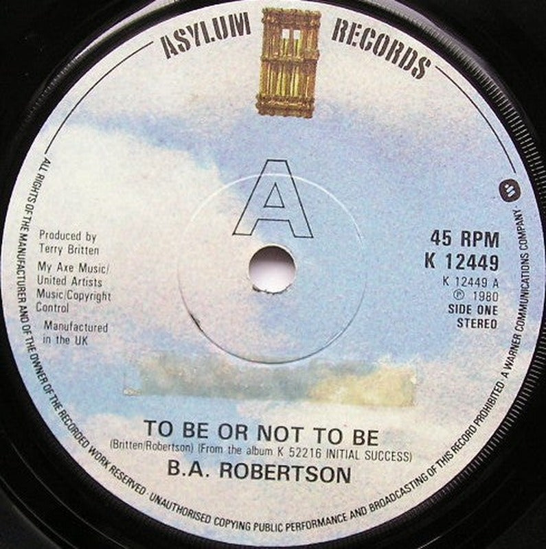 B. A. Robertson - To Be Or Not To Be (7") - Discogs image 3