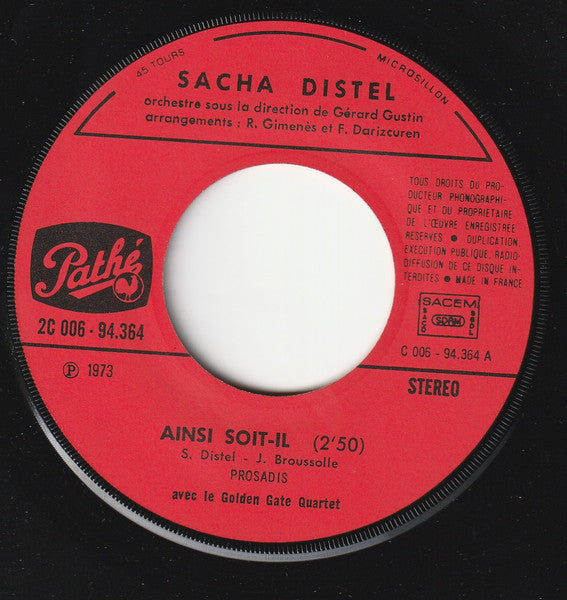Sacha Distel - Ainsi Soit-il / Si Cain Et Abel (7") - Discogs image 3