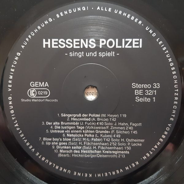 Chor Der Hessischen Wasserschutzpolizei, Polizeiorchester Hessen, Polizeichor Darmstadt 1925, Polizeichor Frankfurt, Polizeichor Fulda, Polizeichor Marburg - Hessens Polizei Singt Und Spielt (2xLP) - Discogs image 5