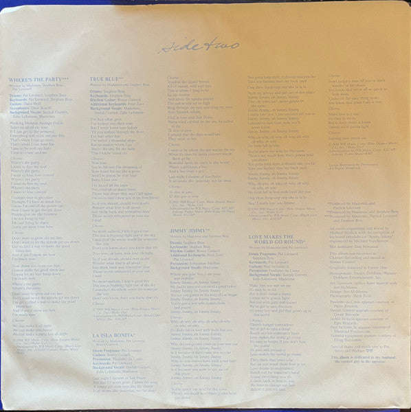 Madonna - True Blue (LP) - Discogs image 4