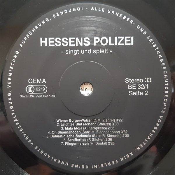 Chor Der Hessischen Wasserschutzpolizei, Polizeiorchester Hessen, Polizeichor Darmstadt 1925, Polizeichor Frankfurt, Polizeichor Fulda, Polizeichor Marburg - Hessens Polizei Singt Und Spielt (2xLP) - Discogs image 6