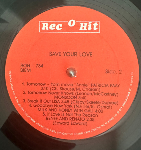 Various, Renée & Renato = Renée & Renato - Save Your Love = שמרי את אהבתך: בצוע המקורי (LP) - Discogs image 4