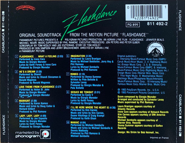 Various - Flashdance (Original Soundtrack From The Motion Picture) (CD) - Discogs image 2