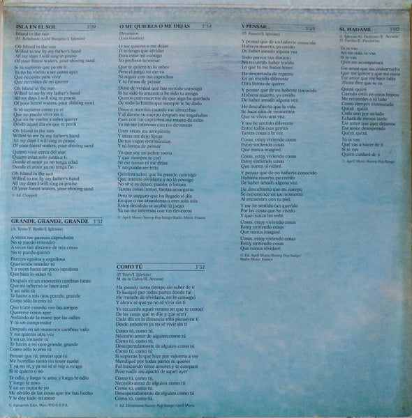 Julio Iglesias - De Niña A Mujer (LP) - Discogs image 4