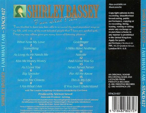 Shirley Bassey With London Symphony Orchestra Conducted By Carl Davis (5) - I Am What I Am (CD) - Discogs image 2