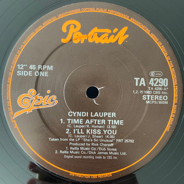 Cyndi Lauper - Time After Time (12") - Discogs image 3