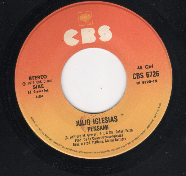 Julio Iglesias - Pensami (7") - Discogs image 3