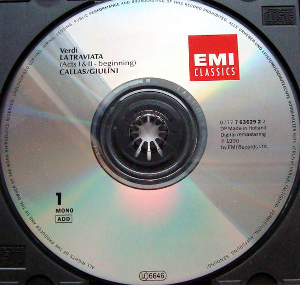 Giuseppe Verdi / Maria Callas, Giuseppe di Stefano, Ettore Bastianini, Coro Del Teatro Alla Scala E Orchestra Del Teatro Alla Scala, Carlo Maria Giulini - La Traviata (2xCD) - Discogs image 3