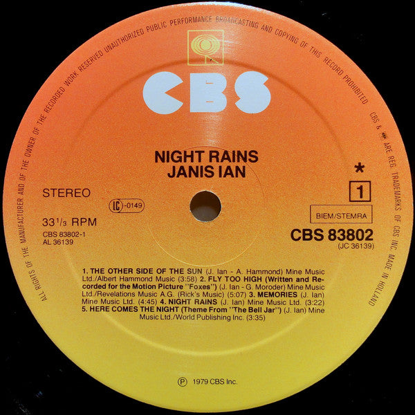 Janis Ian - Night Rains (LP) - Discogs image 4